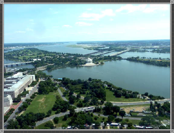 Blick vom Washington Monument in Richtung Thomas Jefferson Memorial