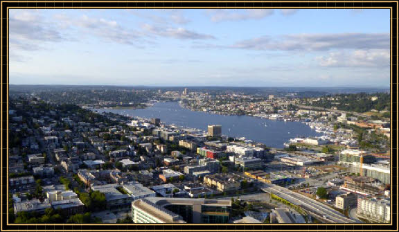 Ausblick vom Space Needle Drehrestaurant